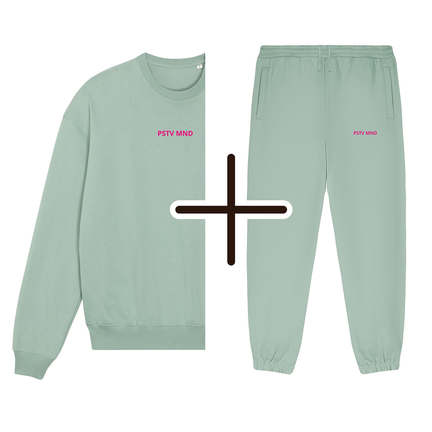 PSTV MND Boxy Bundle Sweatshirt & Basic Pants - Soft Sage