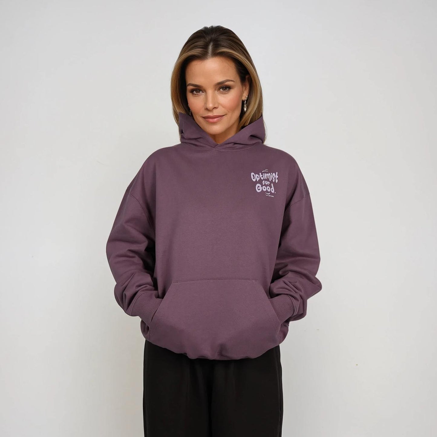 Optimist for Good. Boxy Hoodie in Mocha