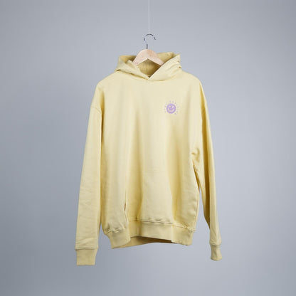 Stay Positive. Boxy Hoodie in Butter Yellow.