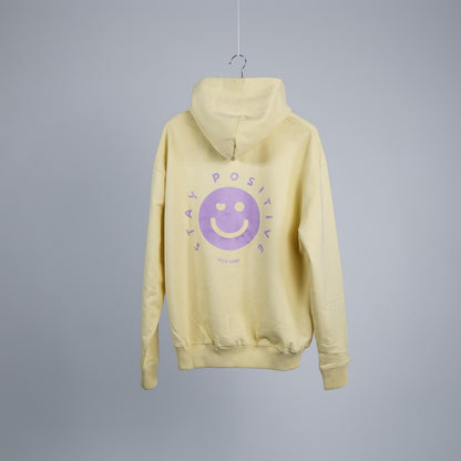 Stay Positive. Boxy Hoodie in Butter Yellow.