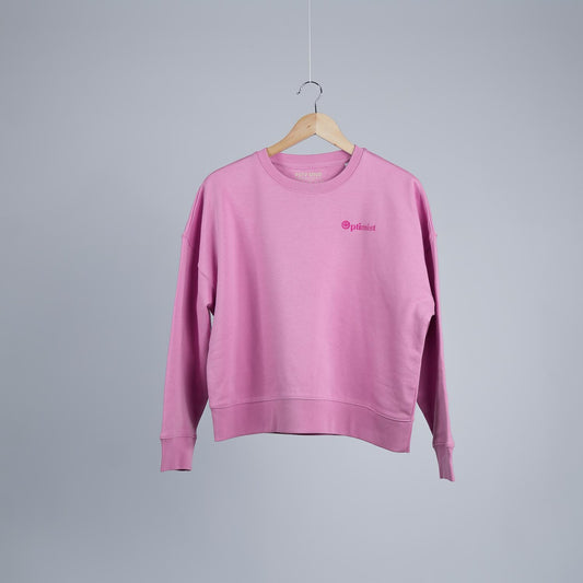 Optimist. Crewneck in Playful Bubblegum.