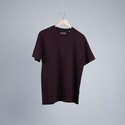 Postive Mind, Vibes, Life. Basic T-Shirt in Mahagony Brown.