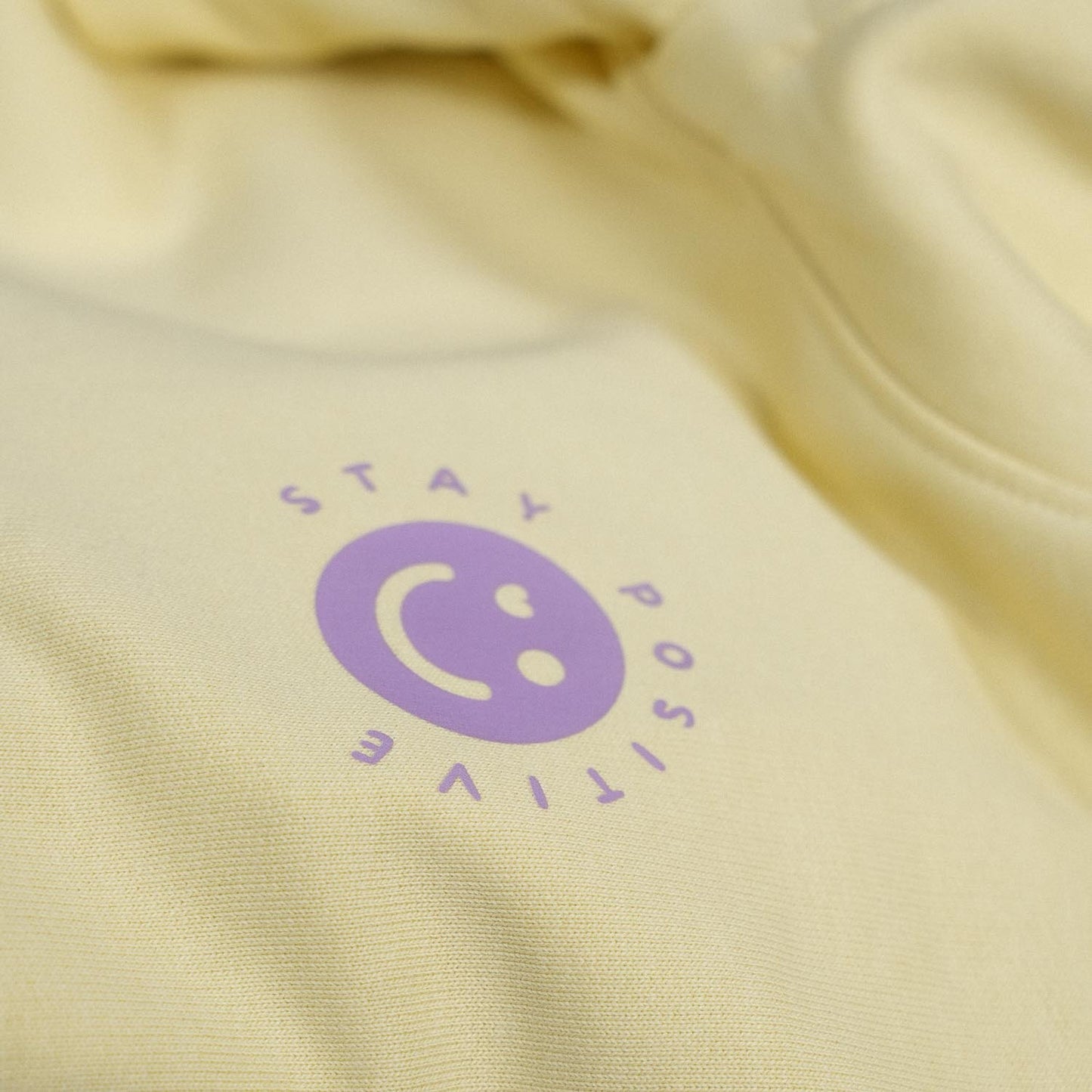 Stay Positive. Boxy Hoodie in Butter Yellow.