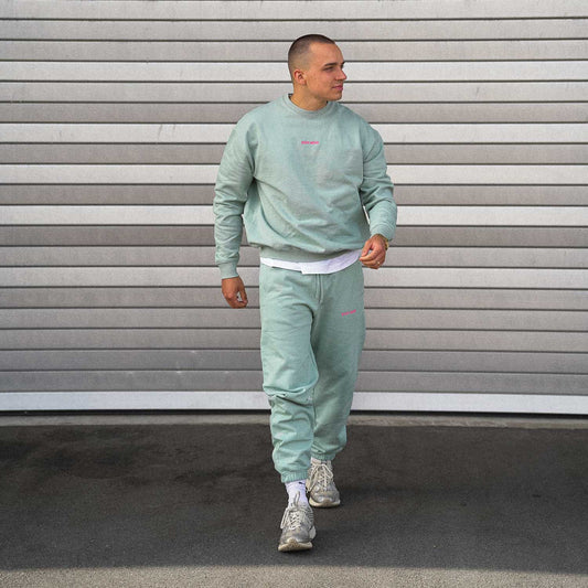 PSTV MND Boxy Bundle Sweatshirt & Basic Pants - Soft Sage